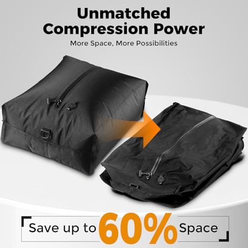 HONKID Vacuum Bags for Travel with Wireless Pump (2PC) - IP67 Waterproof Reusable Vacuum Compression Travel Bags for Luggage, Suitcase and Backpack, Space Saver for Clothes & Travel Clothing