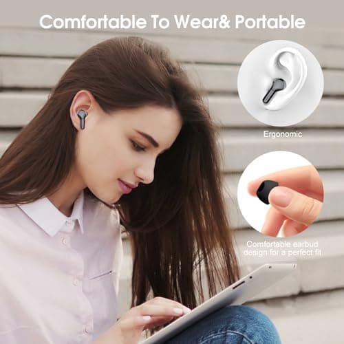 Wireless Earbuds, Bluetooth 5.4 Headphones HiFi Stereo, Bluetooth Earbuds with ENC Noise Cancelling Mic, IP7 Waterproof in Ear Earphones, 48H, LED Display Ear buds for Pad Phones Workout Sports, Black