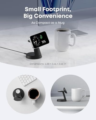 Anker MagSafe Charger Compatible, MagGo 3-in-1 Charging Station, Nano Charging Stand, Qi2 Certified 15W Magnetic Wireless Charger Dock, for iPhone17/16/15/14, Apple Watch,AirPods (Adapter Included)