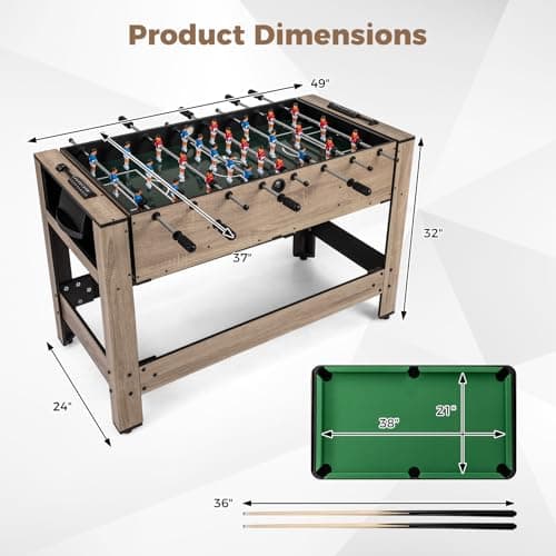 Goplus 2-in-1 Swivel Multi Game Table, 48” Combo Game Table with Foosball & Pool for Adults, Indoor Outdoor Combination Arcade Table for Home Game Room Party