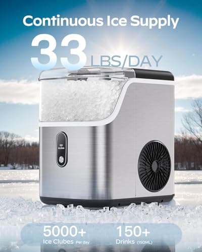 Silonn Nugget Ice Maker Countertop, Chewable Pellet Ice Machine with 33lbs Daily Produce, Pebble Ice Maker for Home Kitchen Office
