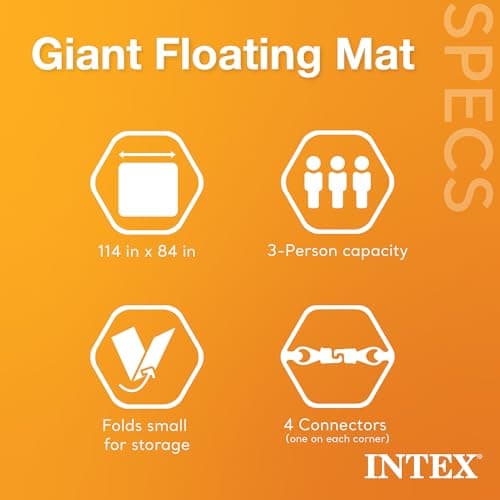 Intex Giant Inflatable Floating Water Mat Relaxing Platform Pad for Pools and Lakes.