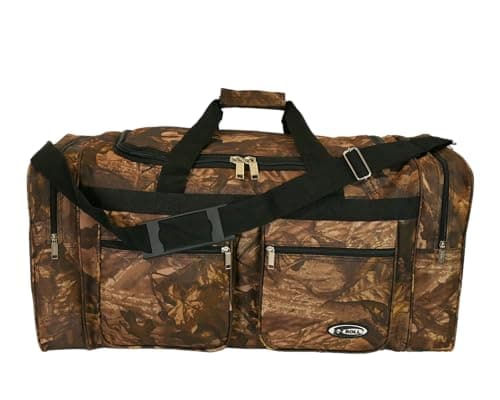 E-Z Roll 30 Inch EXTRA LARGE Tree Camouflage Duffel Bag-Oversized Travel & Outdoor/Hunting Gear Bag, 30x14x12 Inches,Heavy Duty, Water-Resistant in 5 Colors (NOT CARRY-ON SIZE) (Black Trim)
