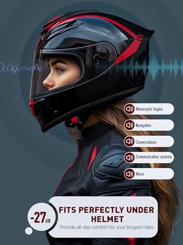 Motorcycle Ear Plugs with Lanyard, Wind Noise Reduction Keep Comms Clear & Comfort Under Helmet, Reusable Earplugs for Motor, Motorbike, Touring, Racing, Riding - 2 Sizes Hearing Protection, 27dB