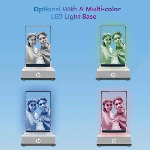 Personalized 3D Crystal Photo, Picture Cube Idea Gift With Your Own Photo, Customized Christmas, Birthday, Wedding Memorial, Mother's Day, Couples Gift for Women, Wife, Husband, Men - Small Portrait