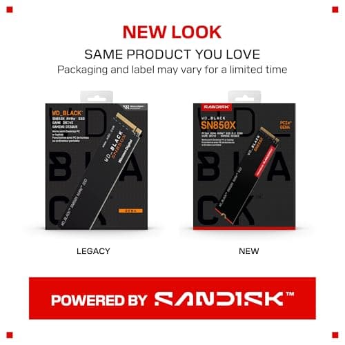 WD_BLACK SN850X 4TB NVMe SSD - M.2 2280, Up to 7,300 MB/s Read speeds, Up to 6,300 MB/s write speeds, Gaming Expansion, High Performance Internal Solid State Drive - WDS400T2X0E