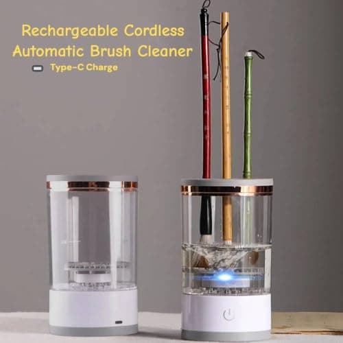 Electric Paint Brush Cleaner & Rinse Cup with Holder – Rechargeable Brush Washer Rinser for Acrylic, Watercolor & Oil Painting, Makeup Brush Cleaner (White, 1 Pack) B0DSWKCN4N