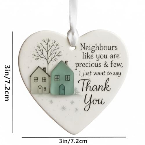 Thank You Neighbours Heart Shaped Ornament, Heart-Shaped Sea Glass Neighbor Christmas Ornaments 2025, Neighbours Like You are Precious & Few Appreciation Gifts for Neighbor