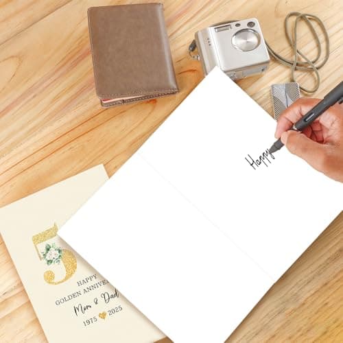 50th Anniversary Card for Mom & Dad,Happy Golden Anniversary Card Gift for parents,8x5.3 Inches,Quick-Dry,Eco-Friendly