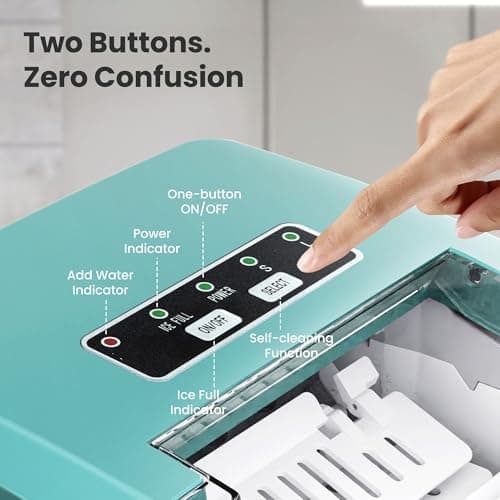 Portable Ice Maker Machine with Handle, 26lbs/24Hrs, 6Mins/9 Ice Cubes, Self-Cleaning with Basket/Scoop, Countertop Ice Makers for Home/Kitchen/Office(Green)