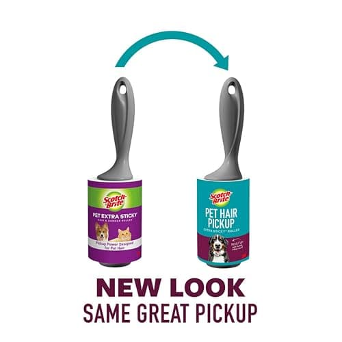 Scotch-Brite Pet Hair Pickup Extra Sticky Lint Roller, Designed for Removing Fur + Fluff on Couches, Clothes, Dog and Cat Beds, & More, 1 Pack, 95 Easy-Tear Adhesive Sheets Total