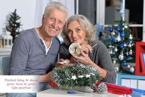 50th Wedding Anniversary Ornament - Ceramic Christmas Ornament Gift for Couple, Parents, Friend - 50th Anniversary Present Holiday Decoration