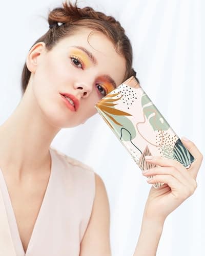 Nipichsha Womens Wallet, RFID Slim Wallets for Women, Thin Ladies Credit Card Holder Purse, Cute Leather Bifold Clutch Billfold with 11 Card Slots & ID Window, Boho Leaves