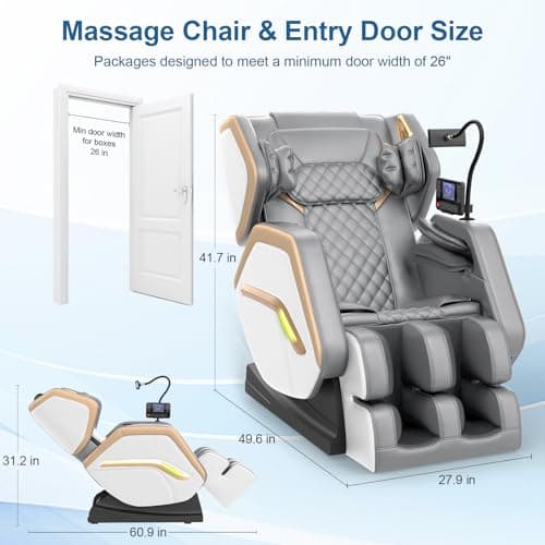 Massage Chair Full Body, Zero Gravity Massage Chair 2026 for Back Fatigue with 10 Fixed Rollers, Heating, Airbags, Phone Controller, Bluetooth Speaker, Nightlights for Living Room, Bedroom