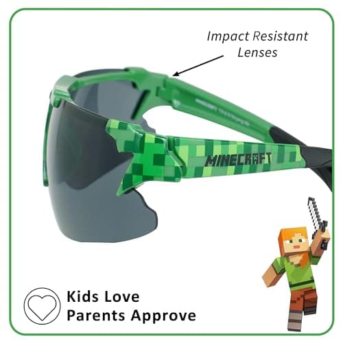 ARKAID Official Minecraft Boys Sunglasses | UV400 | One Size Fits Most Kids
