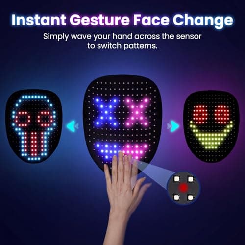 Gift for Halloween Digital Mask Birthday Christmas Rave Party,Cool Toy for Kids Adults,50 Changing Face Patterns,Rechargeable MEGOO Led Light up Mask with Gesture Sensing, Halloween Gifts for Teen Boys B09Y9DT9W7