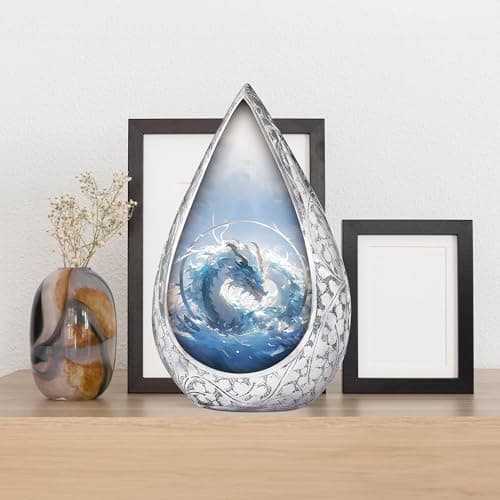 Blue Dragon Small Urn for Ashes Adult Male & Female - Straight Drop Burial Urns for Adult Human Ashes - Remembrance Gift for Loss of Husband - Decorative Cremains Holder for Dad (3 Inch) B0FBRS9T8T