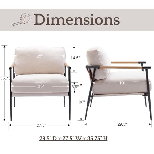 LukeAlon Mid Century Chenille Accent Chairs Set of 2, Ultra Soft Living Room Chairs with Metal Legs Modern Armchair Lounge Chairs Upholstered Comfy Leisure Chair for Bedroom Reception Area, Beige