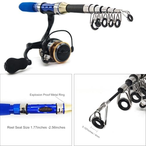 Portable 4.9Ft Telescopic Small Short Fishing Rod and Reel Combos, Shrink 13in Fishing Pole with Bag Line Hook Bait for All Season Fishing in Rivers, Lakes, Rafts, etc.