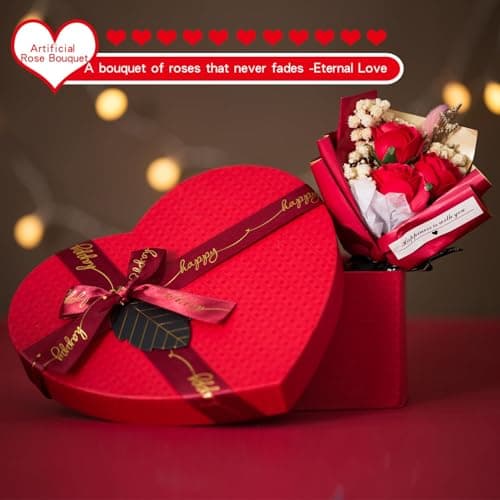 Mothers Day Gifts Mom Gifts Birthday Gifts Box for Girlfriend Wife Lover Valentine's Day Gifts for Women Heart-shaped Red Rose Love Gift Basket Love You Present Wedding & Engagement Anniversary Roman B0CP3X9LDL