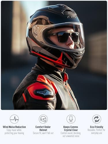 Motorcycle Ear Plugs for Wind Noise Reduction, Keep Comms Clear, Comfort Under Helmet & Prevent Hearing Damage, Noise Canceling 25 dB, Reusable Earplugs for Motorbike, Touring, Racing, Shooting