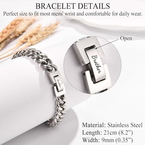 Dad Son Grandson Uncle Nephew Brother Husband Boyfriend Gifts for Men Boys, Cuban Chain Link Bracelet Gifts Graduation Back to School Birthday Christmas Anniversary Valentines Day Gifts for Him Men Teen Boys