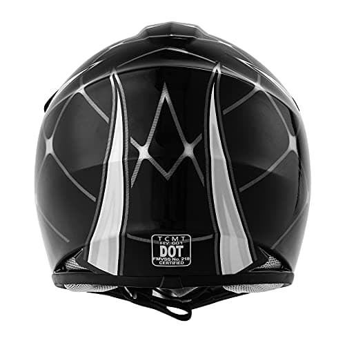 SLMOTO DOT Youth & Kids Motocross Offroad Street Helmet Black Spider Motorcycle Youth Helmet Dirt Bike Motocross ATV Helmet+Goggles+Gloves Medium