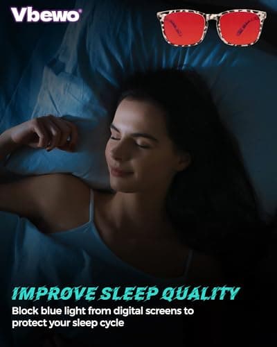 2 Packs Professional Sleep Glasses with 99.9% Blue Light Blocking Dual AR Coatings Red Lens, Computer Gaming Glasses for Men Women, Anti Fatigue & Eye Strain