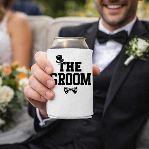 The Groom And Team Groom Can Coolie Holder Bachelor Party Decorations Bachelor Party Favors Bachelor Party Accessories Wedding Favors Gift For Groom Groomsmans Proposal Gifts Black White B08CHMD5PM