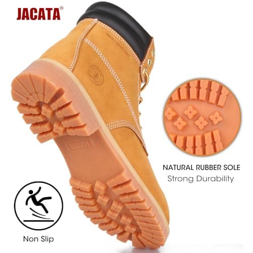 Jacata Men's Water Resistant Leather Work Boot Rubber Sole Construction Oil Resistant Utility Industrial Boots