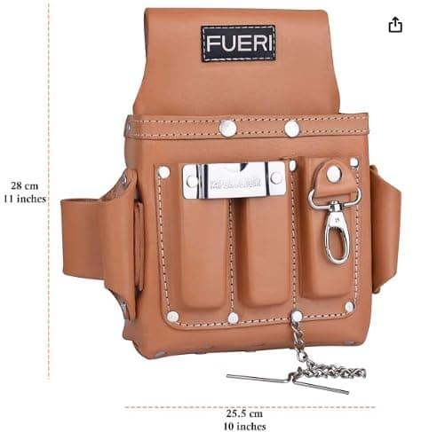 FUERI Leather Tool Pouches Carpenter Electrician Belt Bags Organizer 4 Pocket Professional Heavy Duty Pouch for Construction Framing