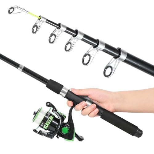 Tripquips Fishing Rod, 6.9ft Telescopic Fishing Rod and Reel Combo with Fishing Pliers and Lip Gripper Fishing Equipment, 5.2:1 Pre-Loaded Spinning Reel Combo Set Fishing Pole