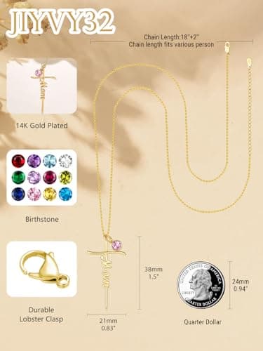Mothers Day Religion Christian Pendant for Mom 14K Gold Mom Cross Necklace Mother Jewelry Birthday Gift B0GSV5Q8C6