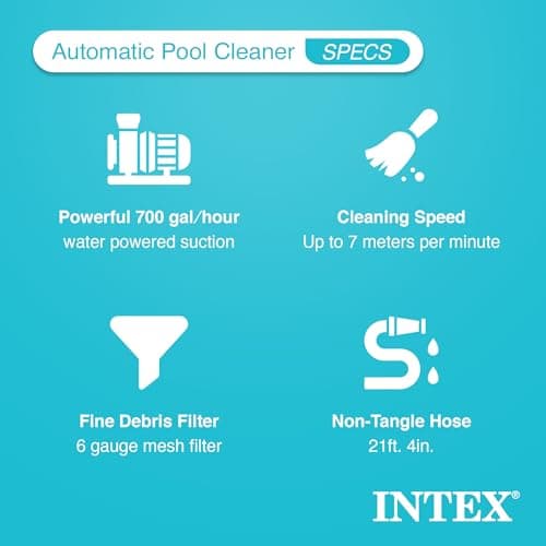INTEX Deluxe Pressure-Side Above Ground Automatic Pool Cleaner Vacuum - For Bigger Pools – Cleans Pool Floors and Walls – Removes Debris – Removable Filter Tray – 21ft Tangle Free Hose