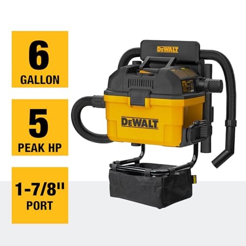 DEWALT Portable 6 Gallon 5 Horsepower Wall-Mounted Garage Wet Dry Vacuum Cleaner DXV06G