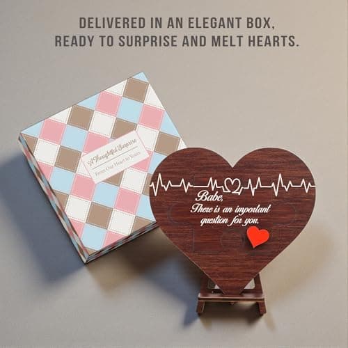 Will You Be My Girlfriend Sign – Mothers Day Gifts for Girlfriend, Wooden Heart Proposal Puzzle with Hidden Message, Be My Valentine Girlfriend Proposal Gifts Decor, Romantic Valentine Gift Ideas
