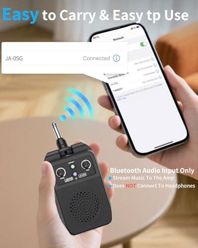 JOYO Mini Amp 5W Portable Plug in Practice Electric Amp Bluetooth Rechargeable Combo Guitar Amplifier Built-in 4 Effects Clean, Overdrive, Distortion, Reverb (JA-05G) B0CNRGCG3Z