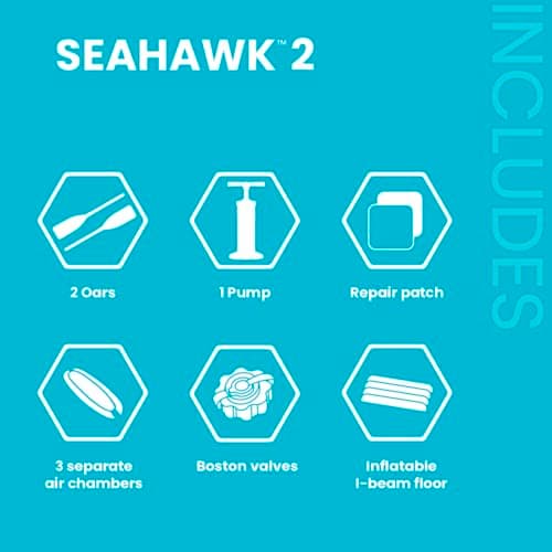 INTEX Seahawk Inflatable Boat Series: Includes Boat Oars and High-Output Pump - Fishing Rod Holders - Gear Pouch