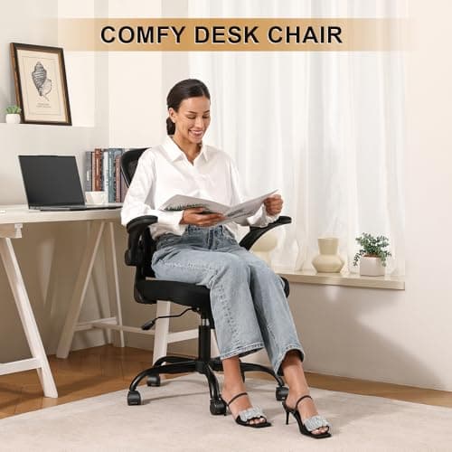 Office Chair, Ergonomic Desk Chairs 330LBS Capacity High Back Mesh Computer Chair with Flip-up Armrests, Comfy Work Chair with Adjustable Lumbar Support, Rolling Chair