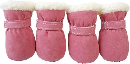 Small Dog Shoes for Winter, Snow Booties for Puppy, Outdoor Warm Dog Booties for Cold Weather (Black, Small)