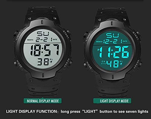 ALINKER Men's Simple Digital Military Watches Large Face Sport Electronic LED Double Time Waterproof Wrist Watches for Men with Stopwatch Alarm LED Backlight