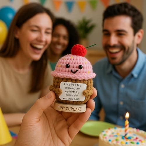 Happy Birthday Gift for Women - Tiny Cupcake With 30 Sweet Birthday Cards | Funny Gift Idea for Women for 16th, 21 Year Old, 30th Birthdays | Cute Bday Party Decor for Friends, Teens, Daughter, Sister