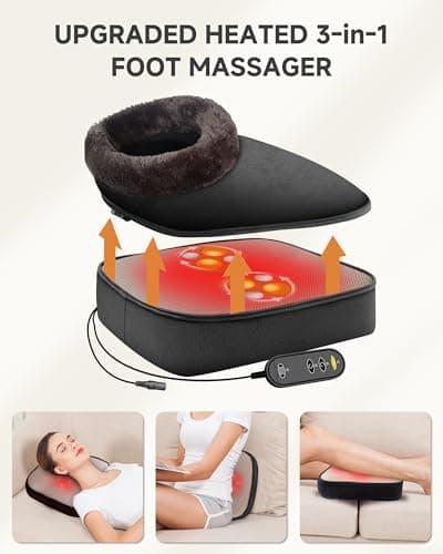 2026 Upgraded, Heat Up to 130°F, Reversible Kneading, 2-in-1 Foot and Back Massager for Home Office Use, Fits Men's Size 13 Snailax Shiatsu Foot Massager with Heat, Foot Warmer with Removable Cover B07SG4VBTY