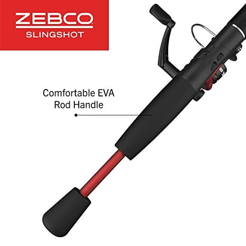 Zebco Slingshot Spinning Reel and Fishing Rod Combo, 2-Piece Medium-Light Durable Fiberglass Rod, Comfortable EVA Handle, Pre-Spooled with 8-Pound Cajun Fishing Line