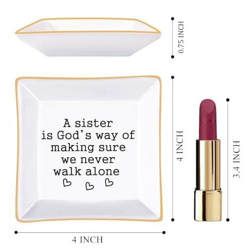 Sister Gifts, Mother's Day Gifts for Sister Ring Dish- A Sister is God's Way of Making Sure We Never Walk Alone- Birthdays Christmas Wedding Gifts for Sister, Soul Sister, Best Friends, Sister in Law
