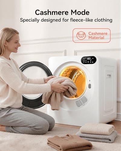 Euhomy 1.5 Cu.Ft Portable Clothes Dryer, 850W Clothes Dryer with Stainless Steel Drum, 4 Functions, LED Control, Drying Machine for Apartments, Laundry, Dorm, Small Space, White