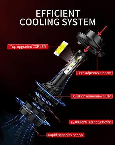 𝖧𝟣𝟥/𝟫𝟢𝟢𝟪 Bulbs, 6500K Cool White 40000LM 900% Brightness, Backup 1:1 Size Plug and Play IP68 Waterproof Interior Off-Road Lights, Pack of 2
