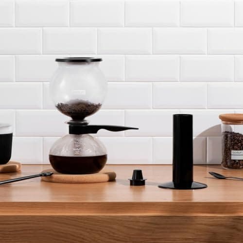 Bodum 34 oz Pebo Vacuum Coffee Maker, High Heat Borosilicate Glass, Black