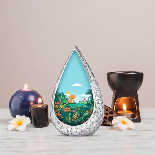 Dinosaur Burial Urn for Adult Ashes for Men & Women - Green or Blue Memorial Cremation Urns for Human Ashes Adult Grandmother - Small Decoration Urn for Human 3 Inch B0FG885R6D