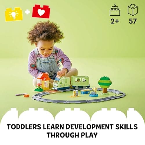 Building Toys for Toddlers, Ages 2+, Train Set, Develops Fine Motor Skills, W/ Larger Bricks & Figures, 57 Pieces, Gift Idea LEGO DUPLO Interactive Adventure Train 10427 B0CV2BX49N